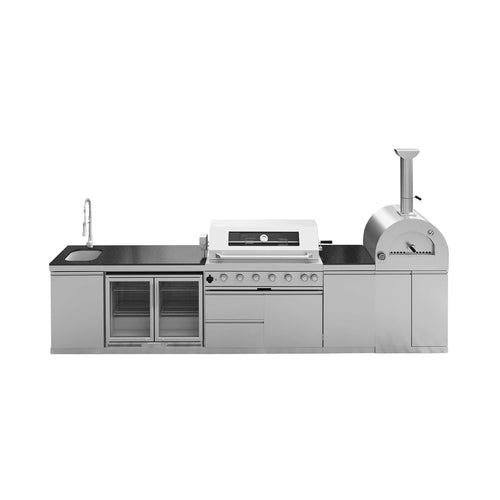 147-Inch 6-Burner 120K BTU Outdoor Kitchen Island With Pizza Oven, Rotisserie & Refrigerator (SAK96429) SAKSBY WHOLESALE