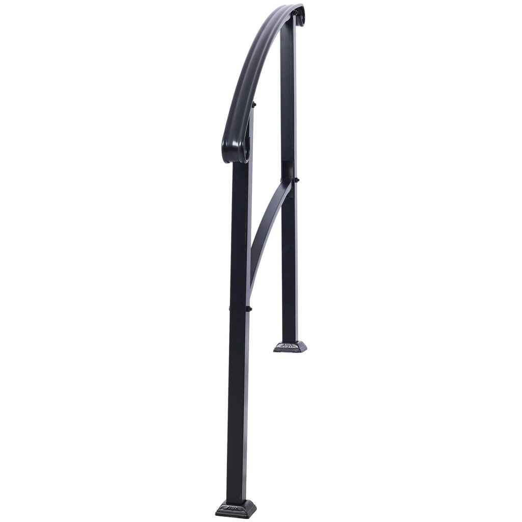 Handrails For Outdoor Steps, Fit 1 Or 3 Steps Outdoor Stair Railing, Flexible Front Porch Hand Rail, Transitional Handrails For Concrete Steps Or Wooden Stairs - Black Unique Piece Furniture