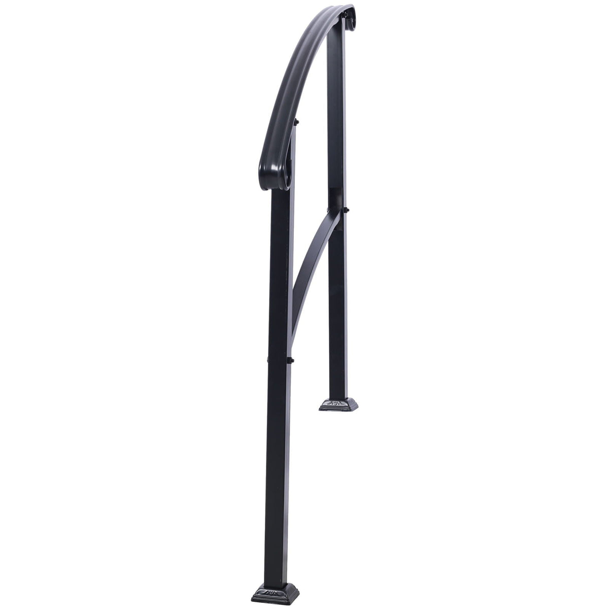 Handrails For Outdoor Steps, Fit 1 Or 3 Steps Outdoor Stair Railing, Flexible Front Porch Hand Rail, Transitional Handrails For Concrete Steps Or Wooden Stairs - Black Unique Piece Furniture