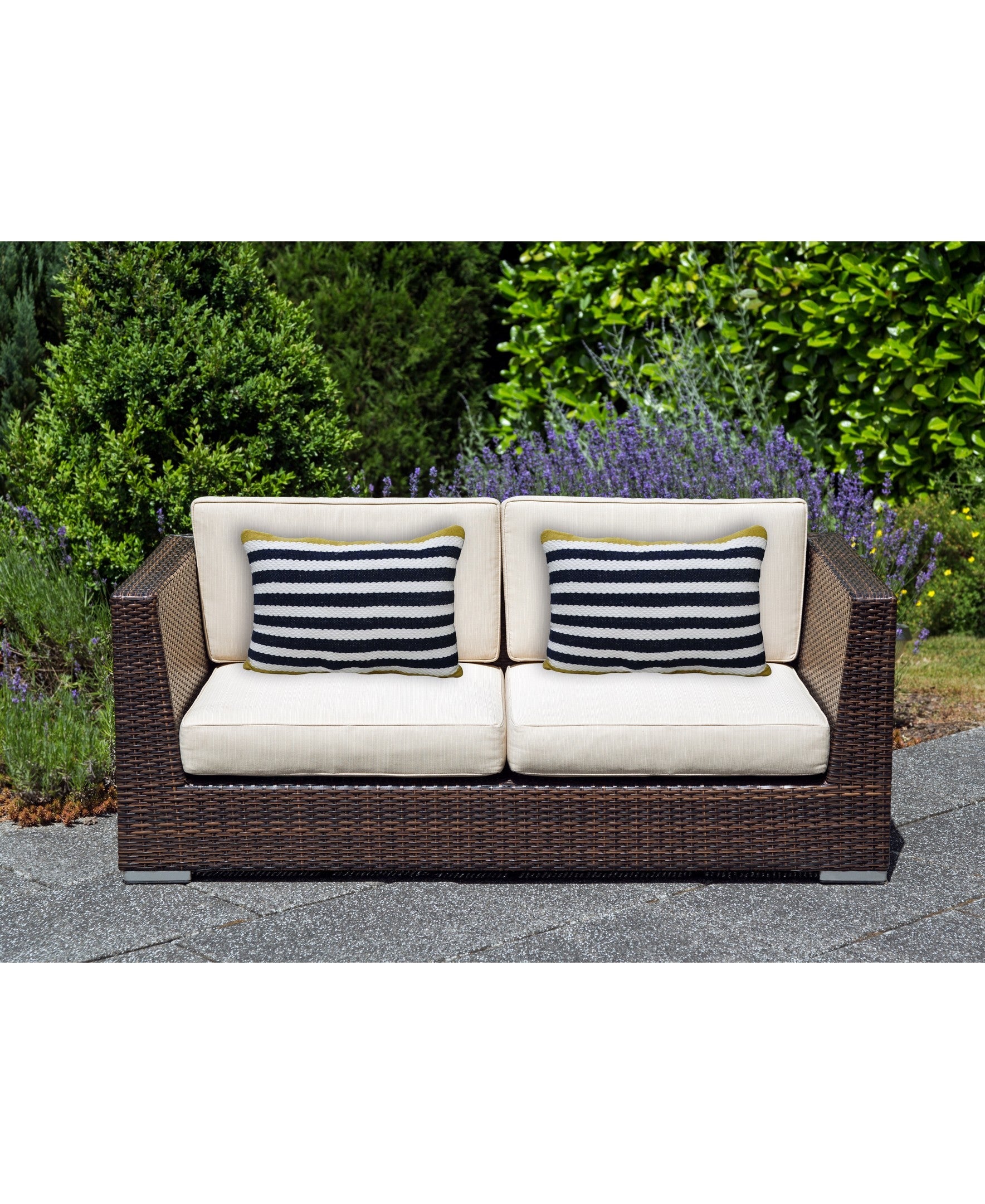 Striped Blue Decorative Outdoor Pillow 14"x20" Vibhsa