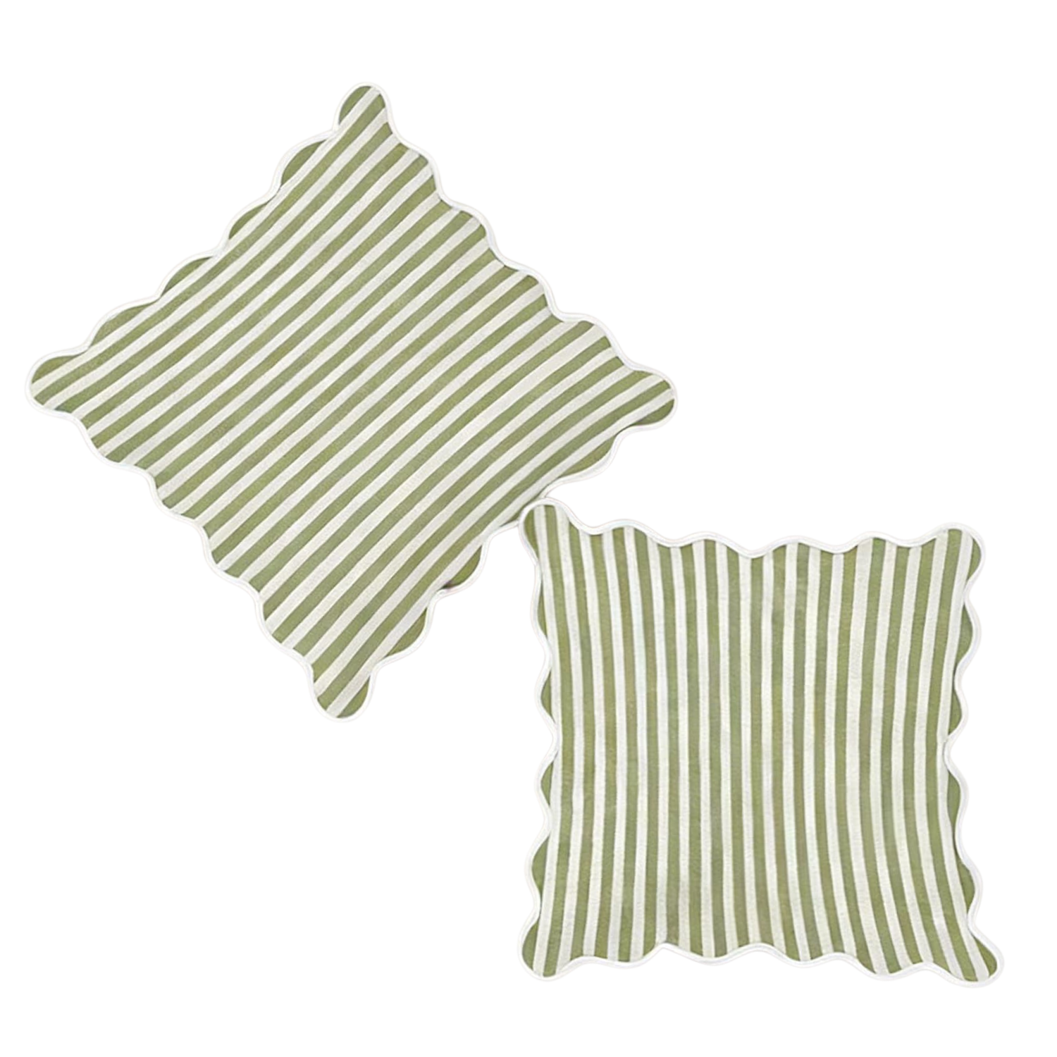 Green Stripe Scalloped Edge Pillow - 18" x 18" Shop Fête