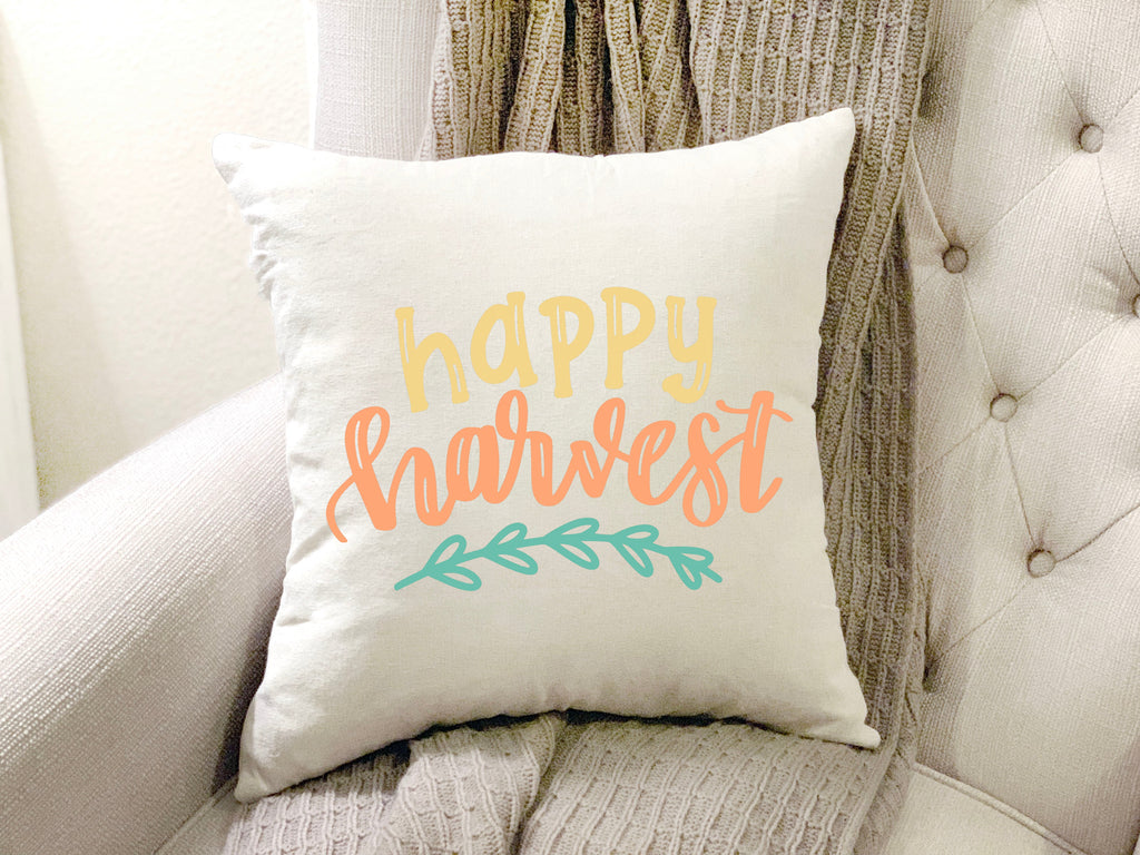 Happy Harvest Pillow Cover 18x18 inch Cotton and Crate