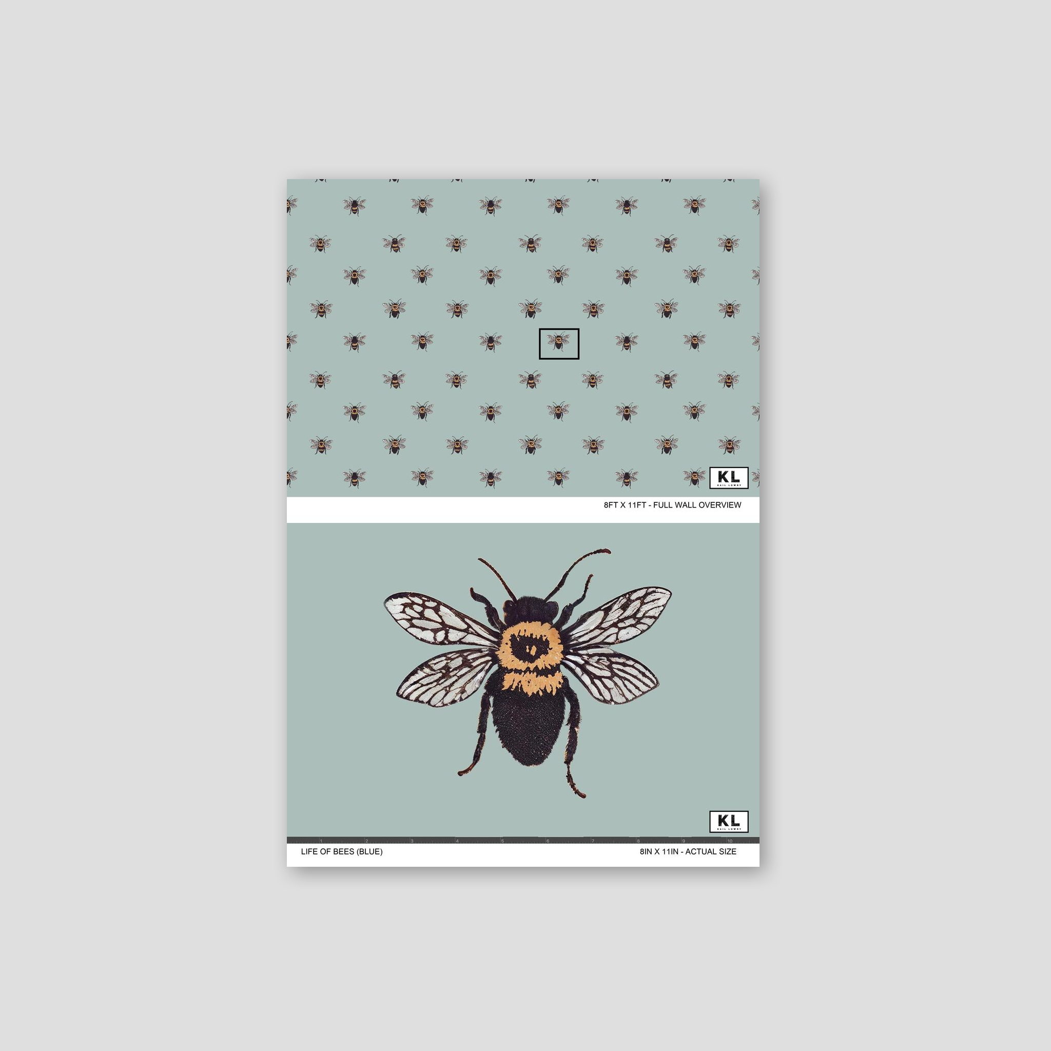 Life of Bees (Blue) Wallpaper WALL BLUSH