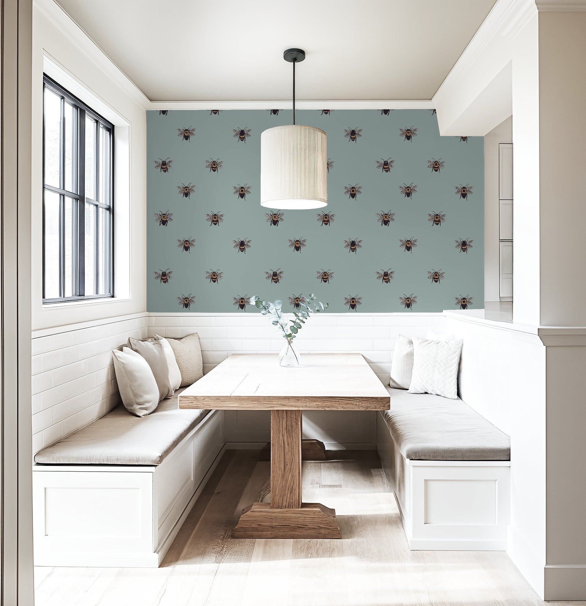 Life of Bees (Blue) Wallpaper WALL BLUSH
