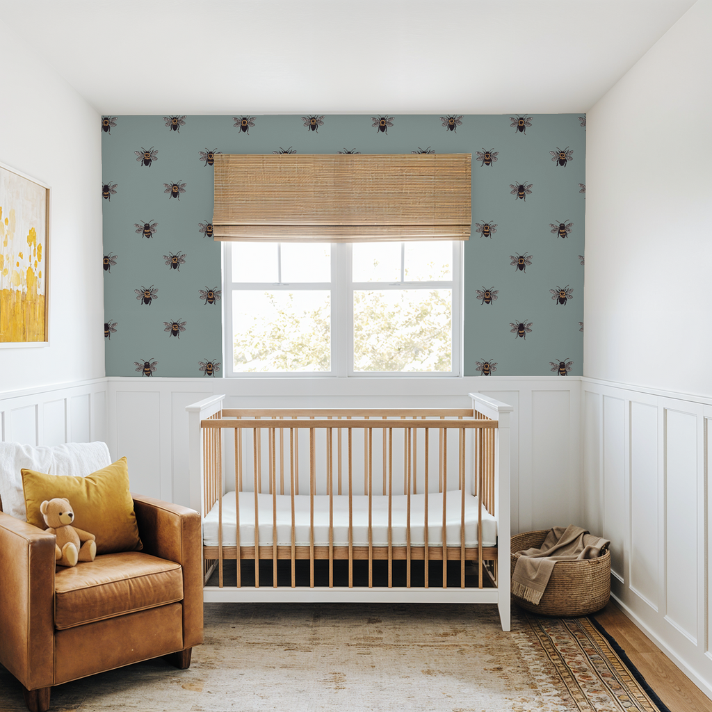 Life of Bees (Blue) Wallpaper WALL BLUSH