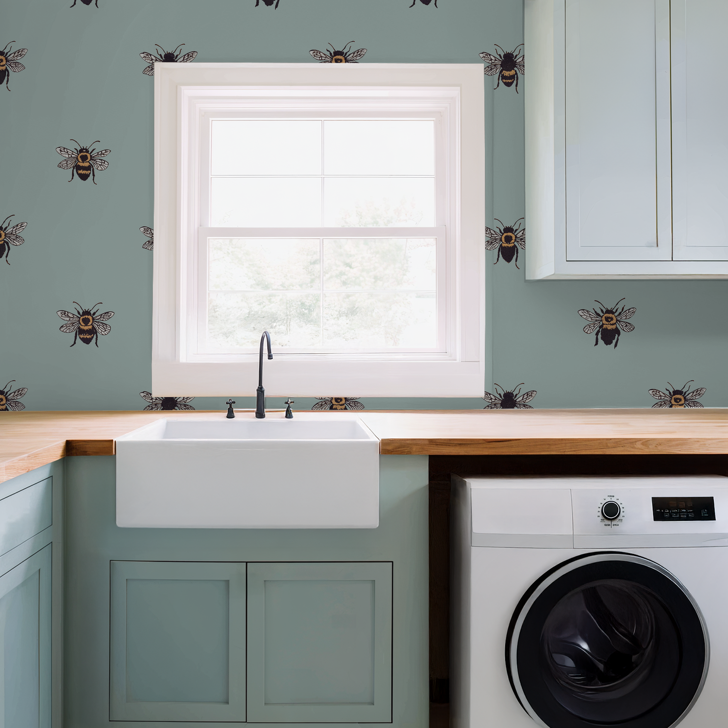 Life of Bees (Blue) Wallpaper WALL BLUSH