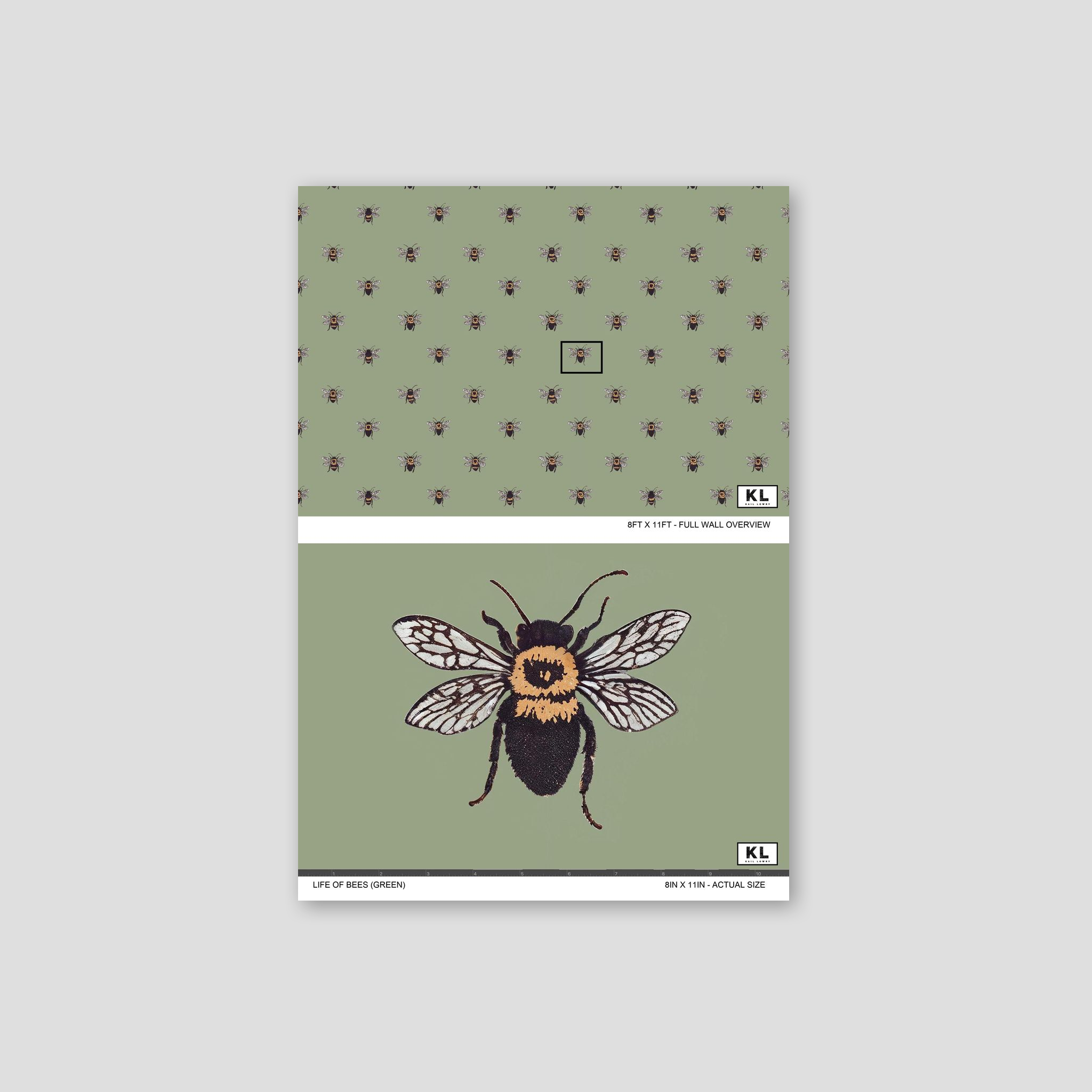 Life of Bees (Green) Wallpaper WALL BLUSH