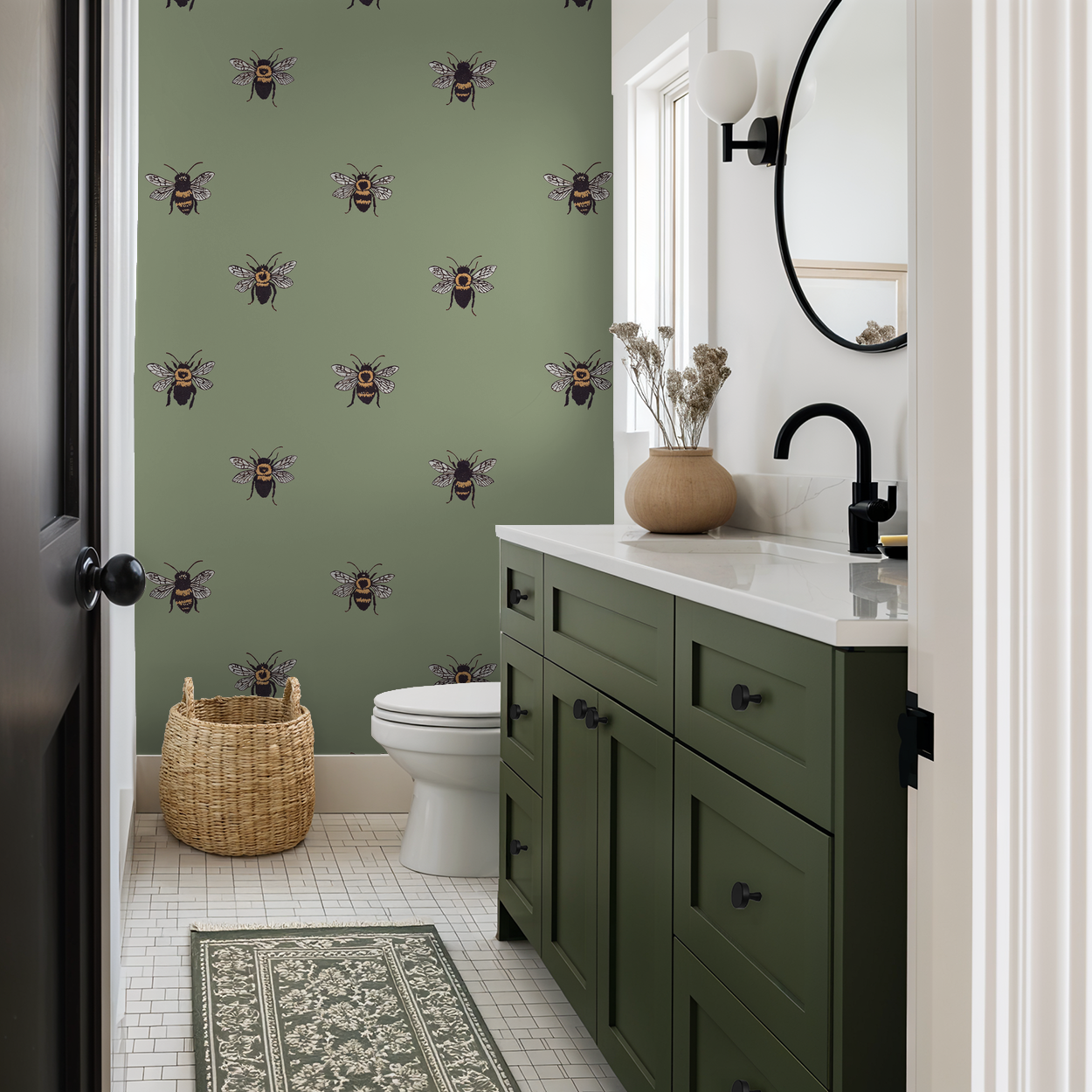 Life of Bees (Green) Wallpaper WALL BLUSH