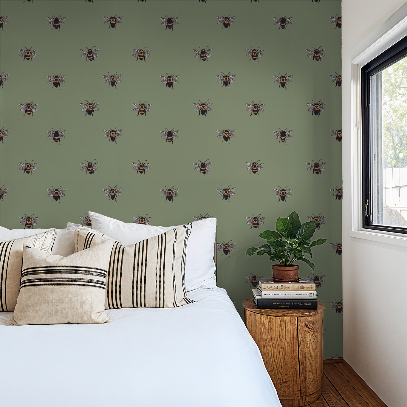 Life of Bees (Green) Wallpaper WALL BLUSH