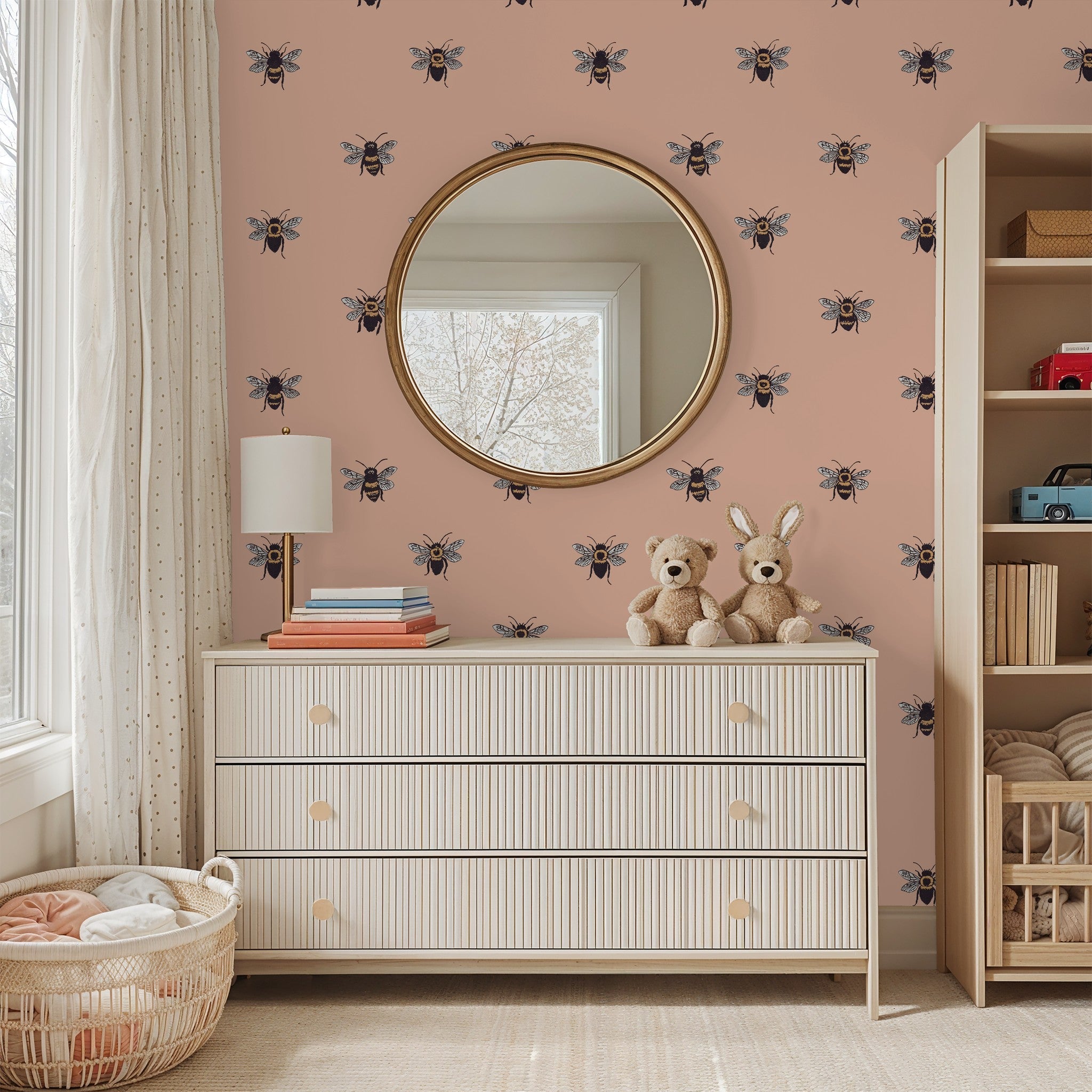 Life of Bees (Pink) Wallpaper WALL BLUSH