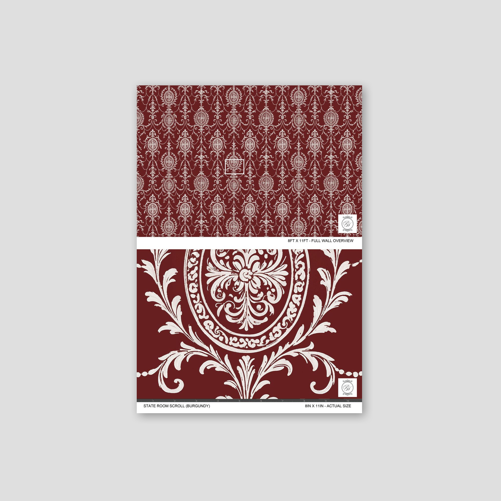 State Room Scroll (Burgundy) Wallpaper WALL BLUSH