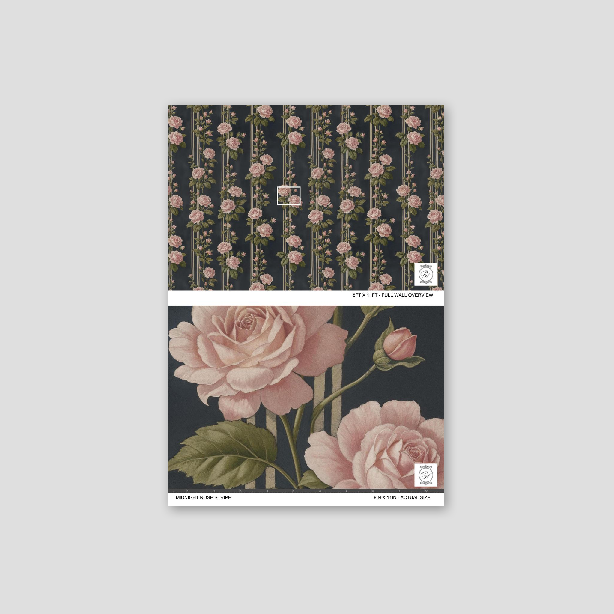 Midnight Rose Stripe Wallpaper WALL BLUSH