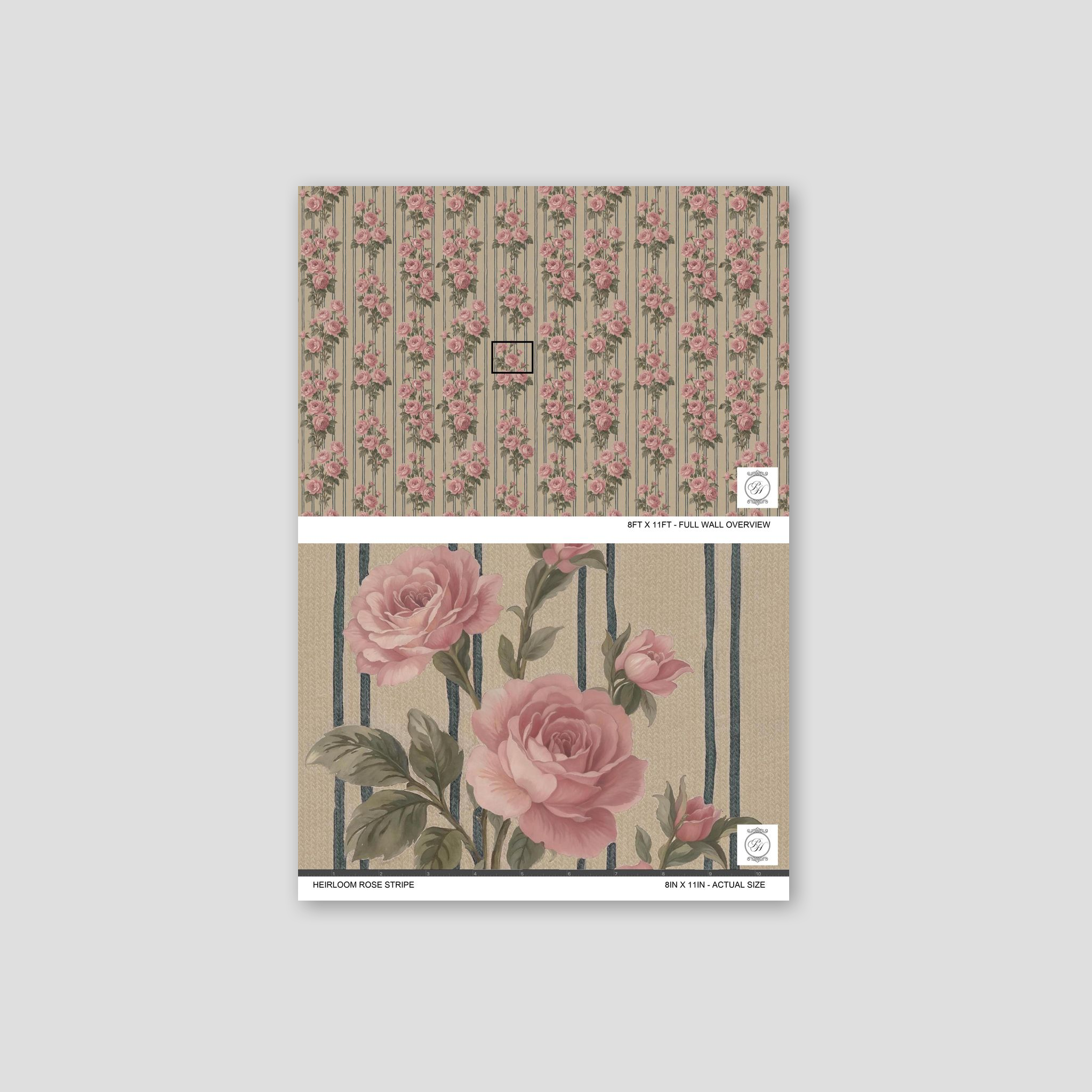 Heirloom Rose Stripe Wallpaper WALL BLUSH