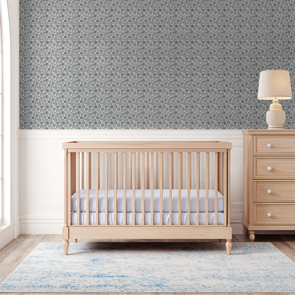 Folkflower (Blue) Wallpaper WALL BLUSH