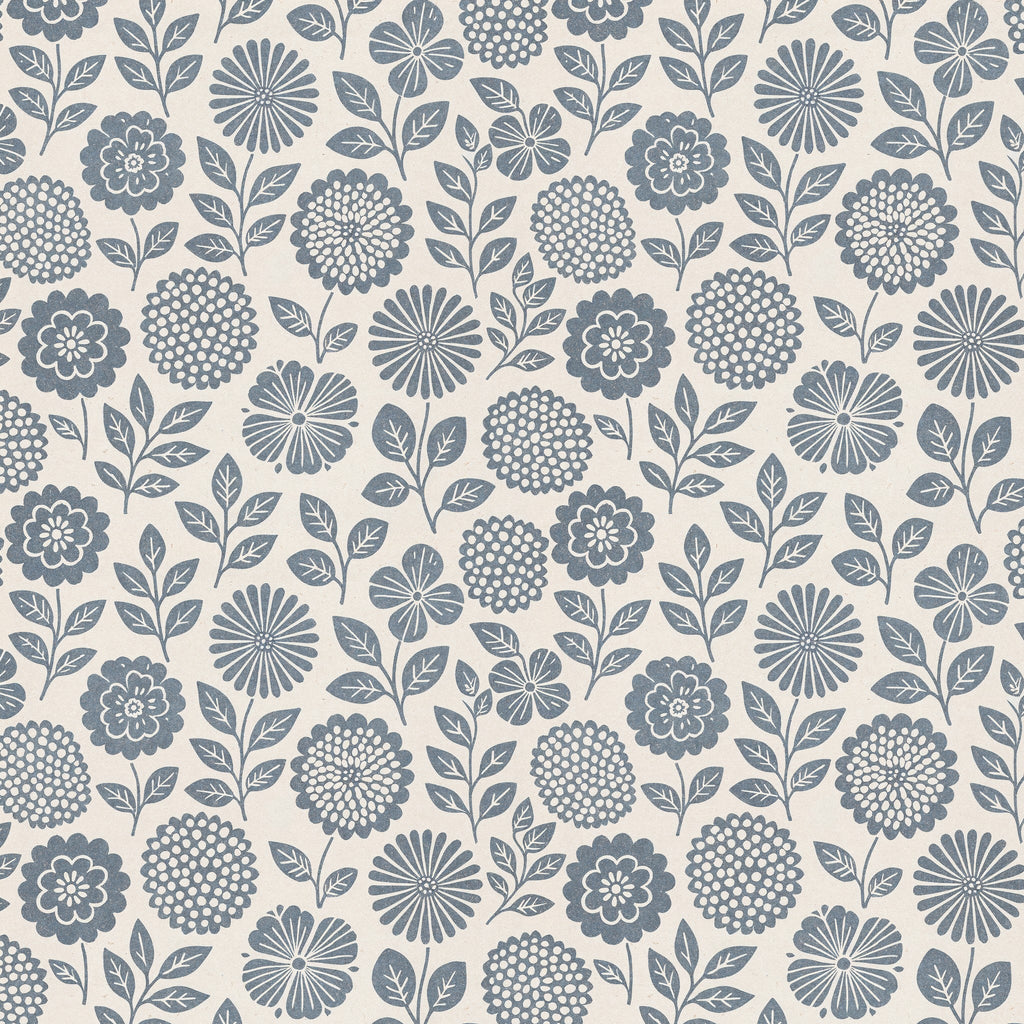 Folkflower (Blue) Wallpaper WALL BLUSH