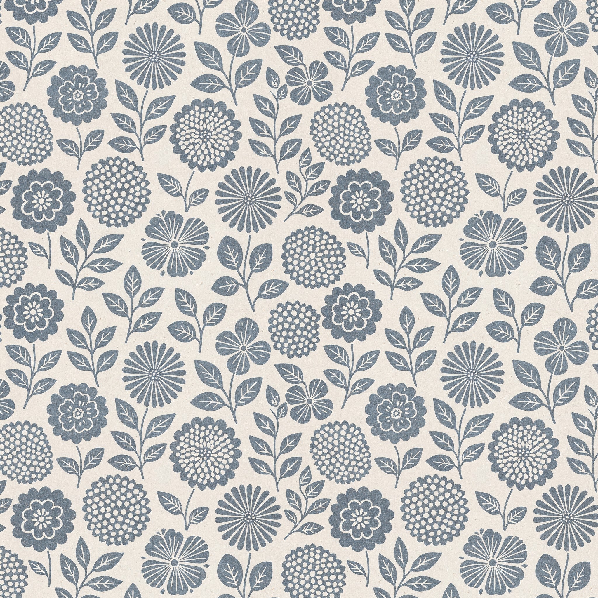 Folkflower (Blue) Wallpaper WALL BLUSH