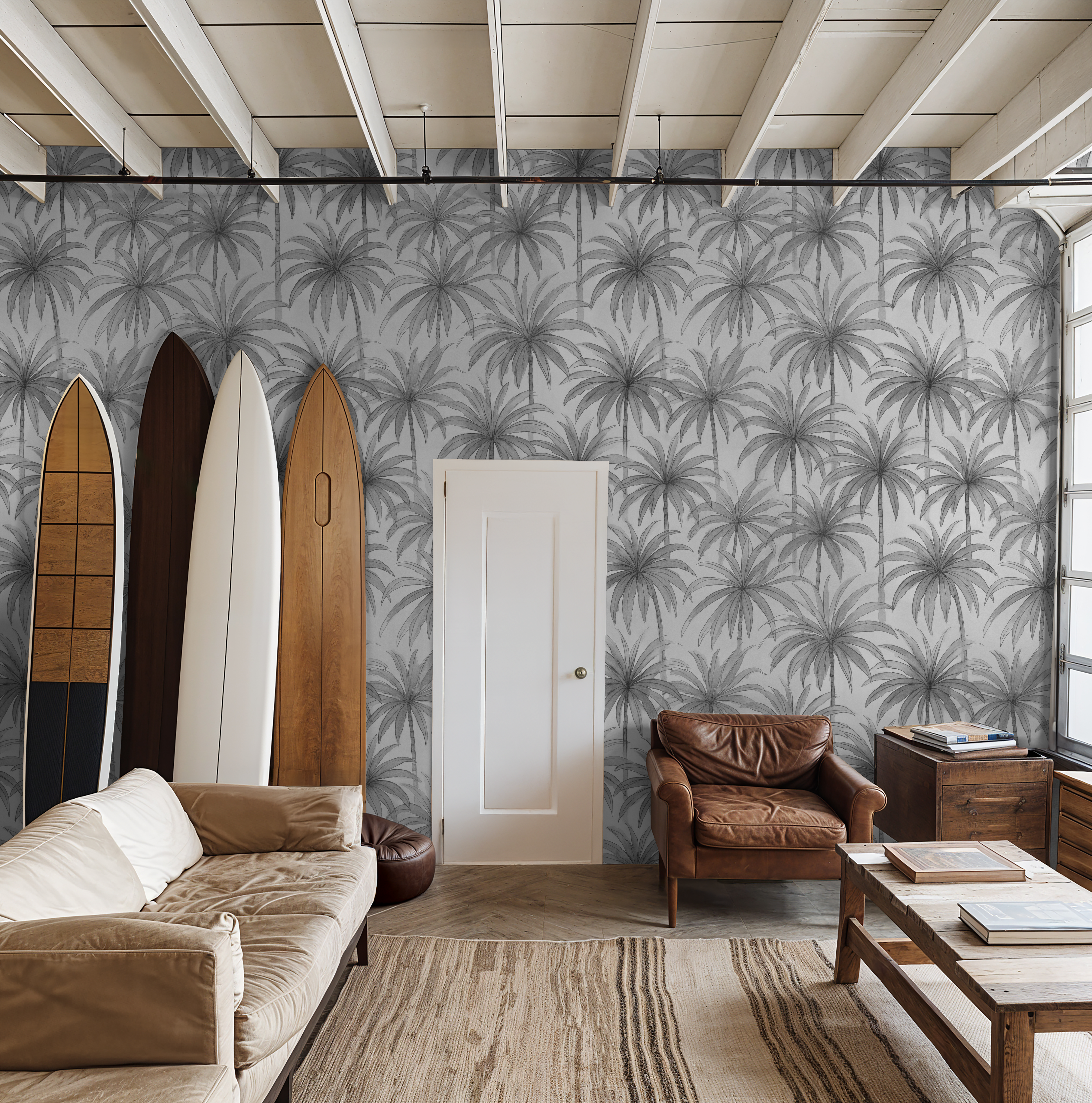 Palm Reverie (Black) Wallpaper WALL BLUSH