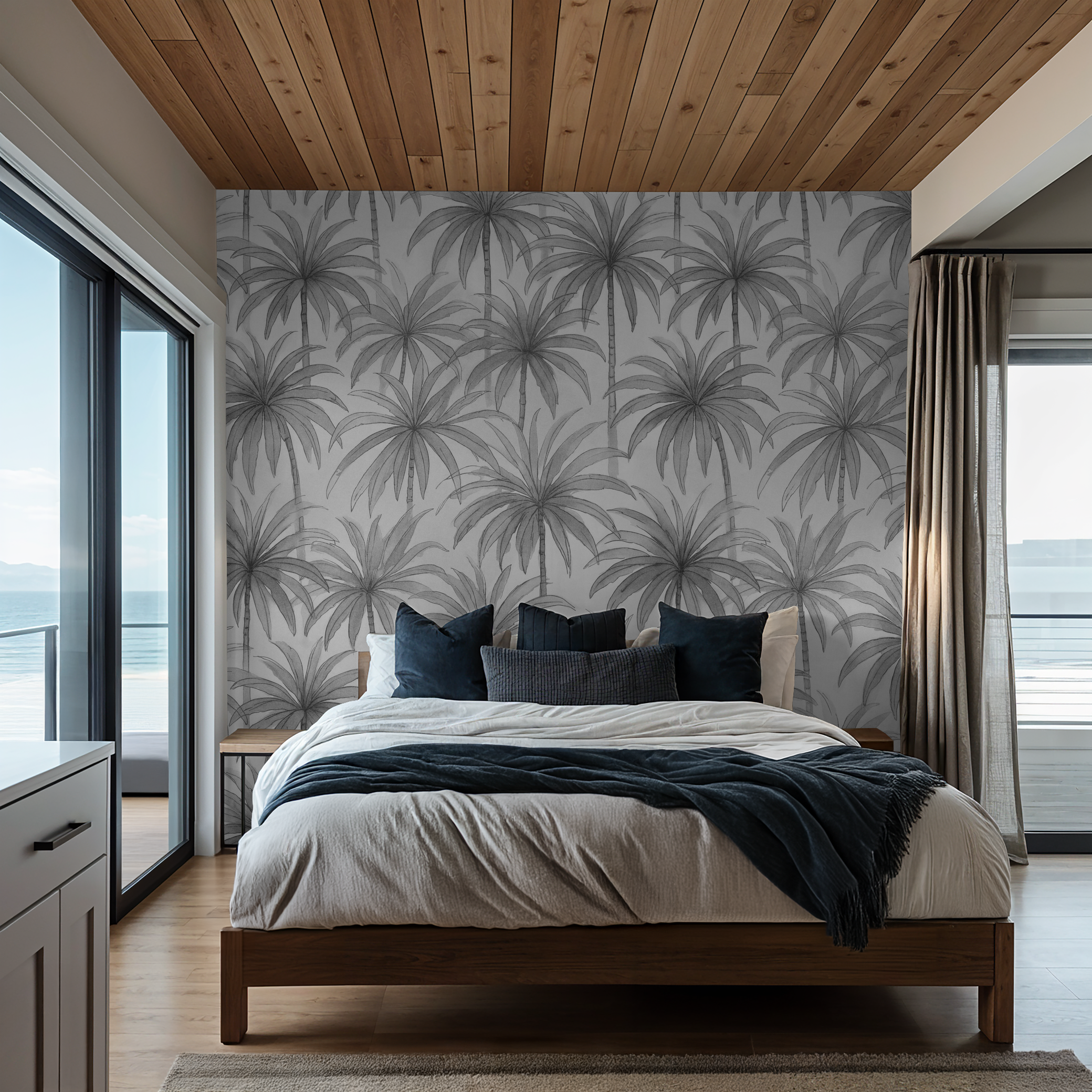 Palm Reverie (Black) Wallpaper WALL BLUSH