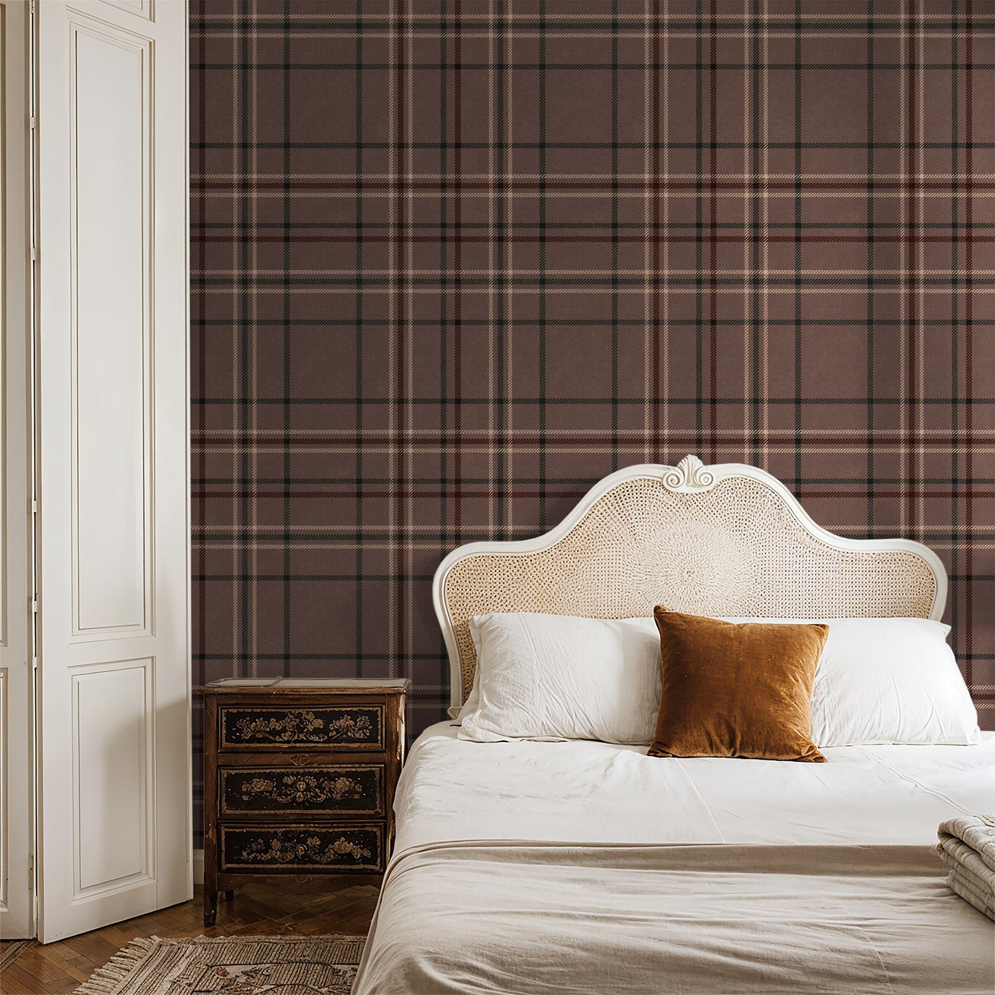 Rose Plaid Wallpaper WALL BLUSH