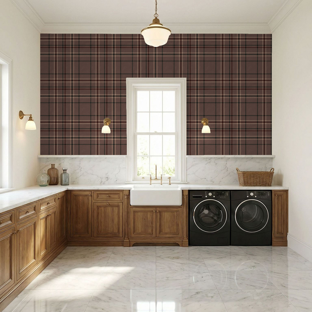 Rose Plaid Wallpaper WALL BLUSH
