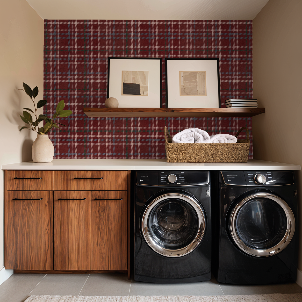 Bordeaux Plaid Wallpaper WALL BLUSH