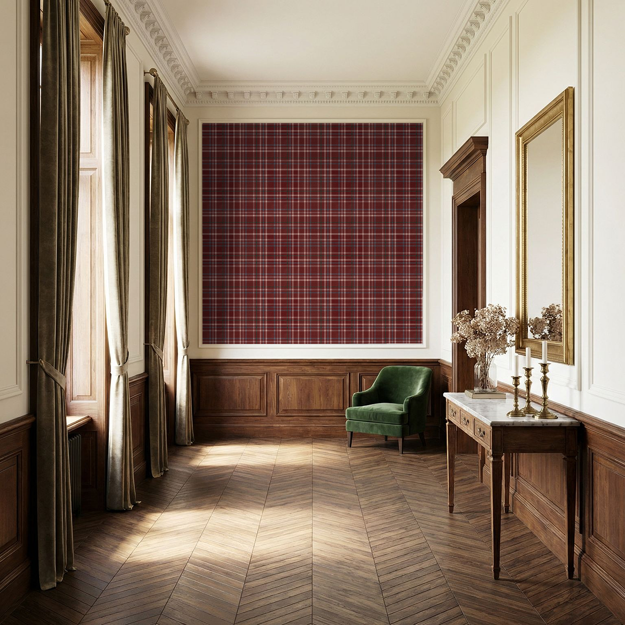 Bordeaux Plaid Wallpaper WALL BLUSH