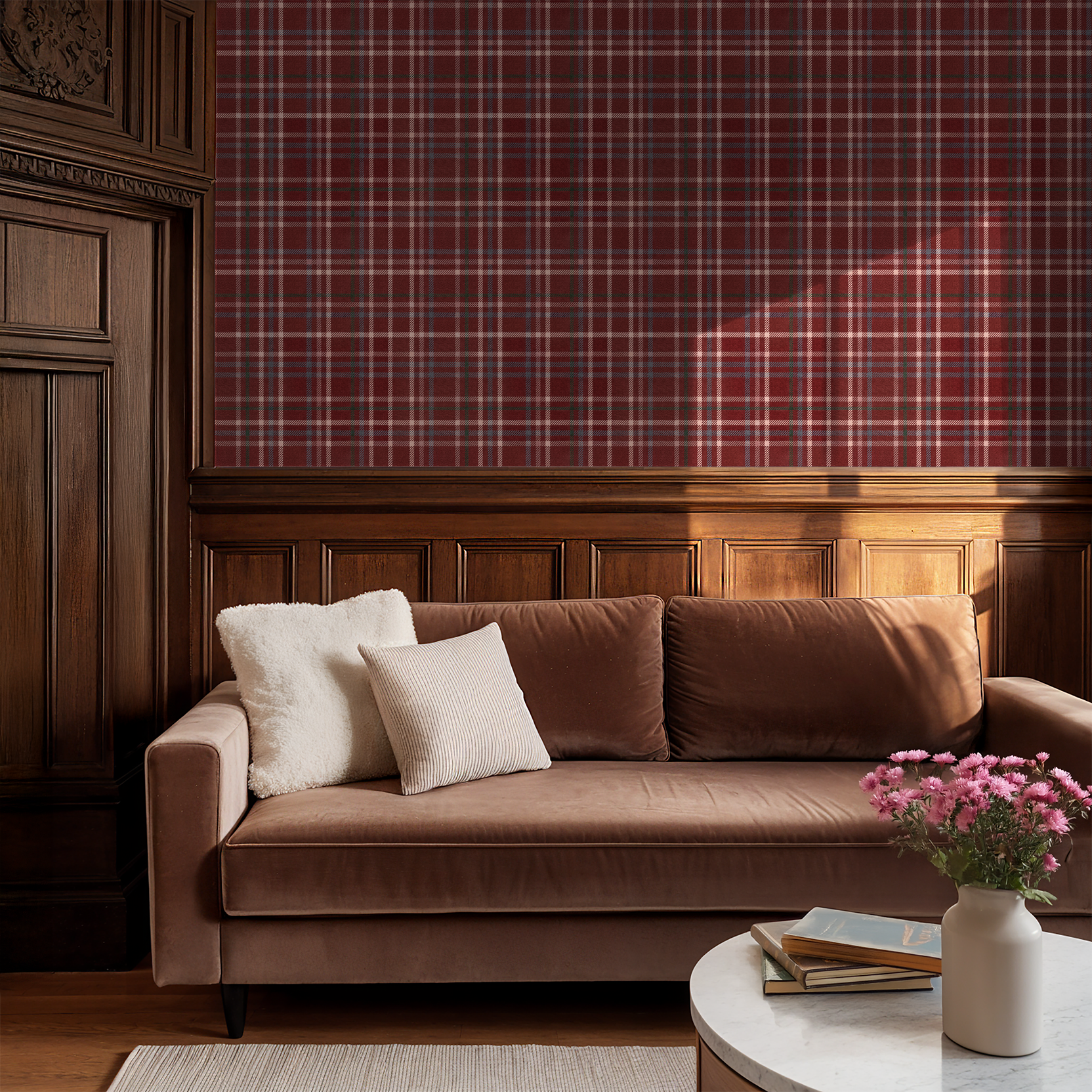 Bordeaux Plaid Wallpaper WALL BLUSH