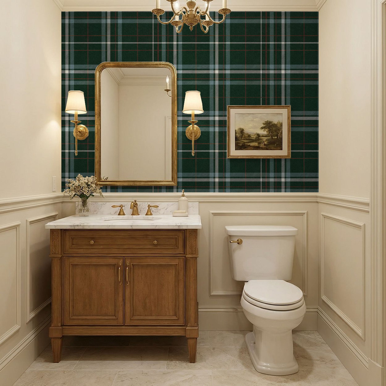 Emerald Plaid Wallpaper WALL BLUSH