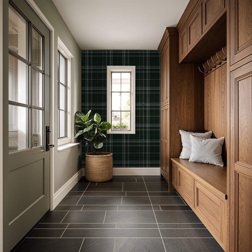 Emerald Plaid Wallpaper WALL BLUSH