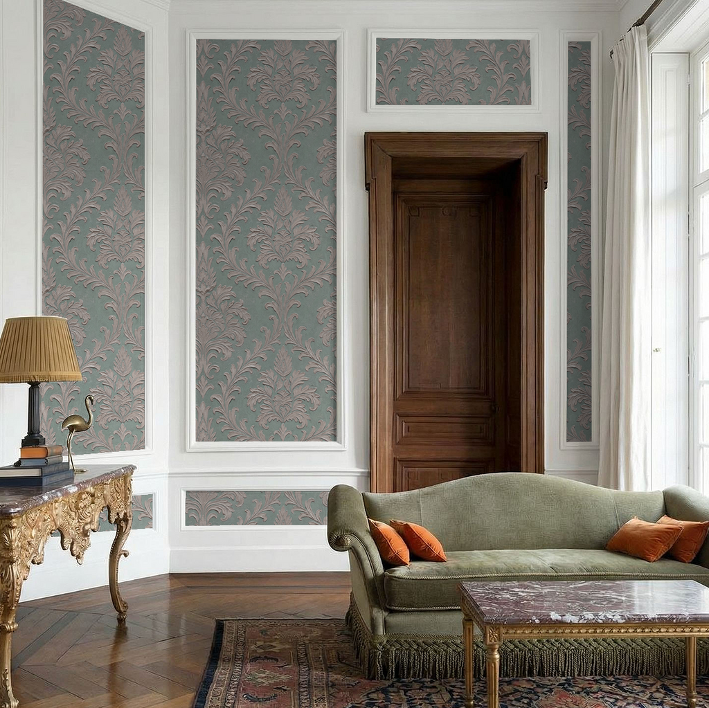 Daphne Brocade (Teal) Wallpaper WALL BLUSH