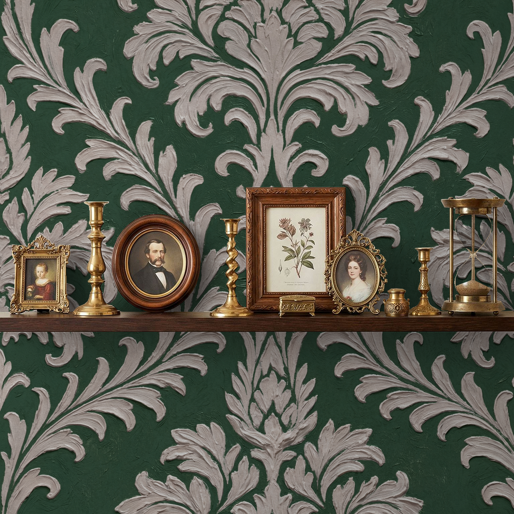 Daphne Brocade (Green) Wallpaper WALL BLUSH