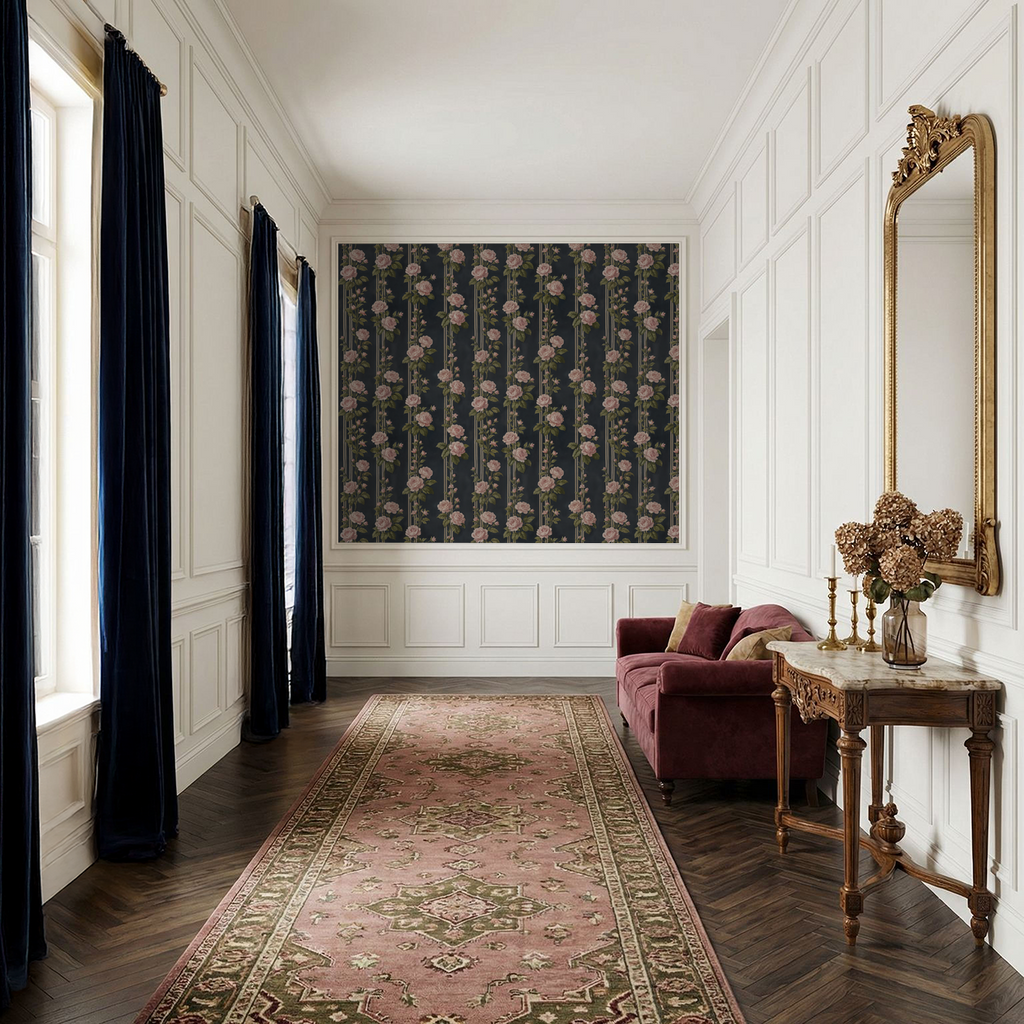 Midnight Rose Stripe Wallpaper WALL BLUSH