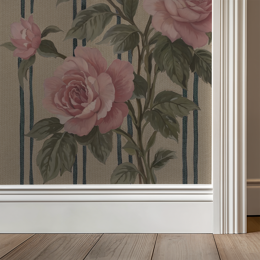 Heirloom Rose Stripe Wallpaper WALL BLUSH