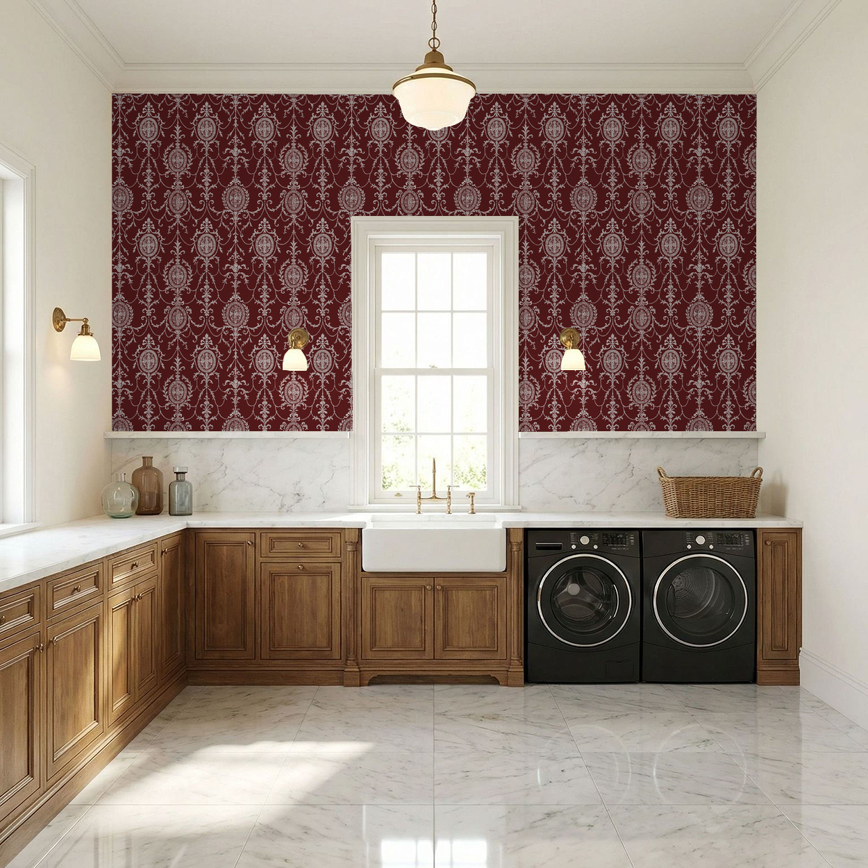State Room Scroll (Burgundy) Wallpaper WALL BLUSH