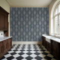 State Room Scroll (Blue) Wallpaper WALL BLUSH