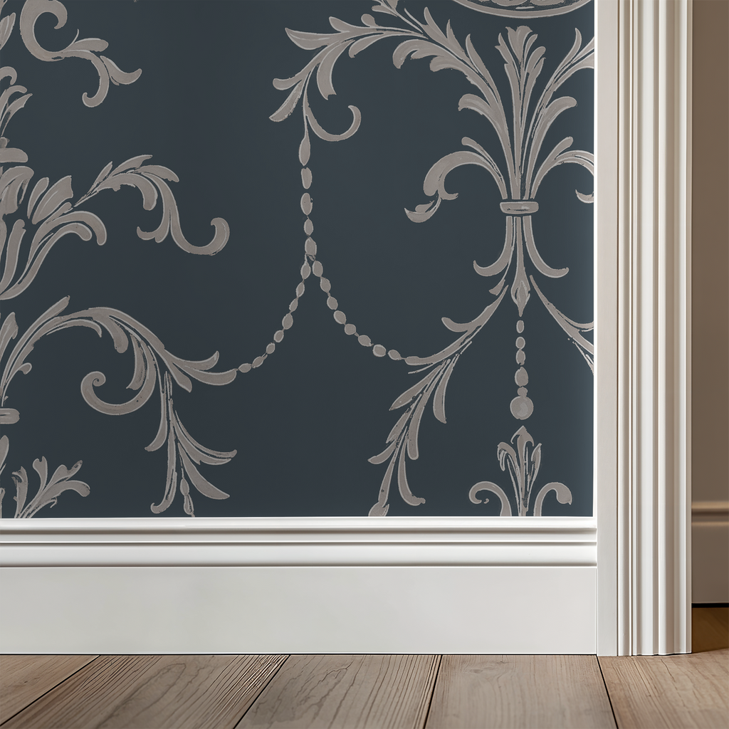 State Room Scroll (Blue) Wallpaper WALL BLUSH