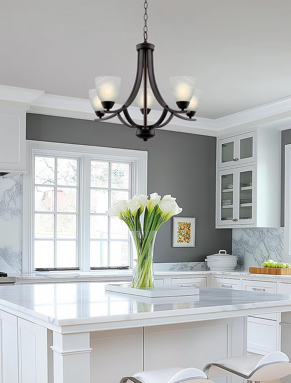 Contemporary 5-Light Large Chandelier Farmhouse Decor