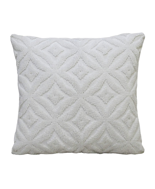 18"x18" White Indoor Outdoor Ogee Decorative Pillow Vibhsa