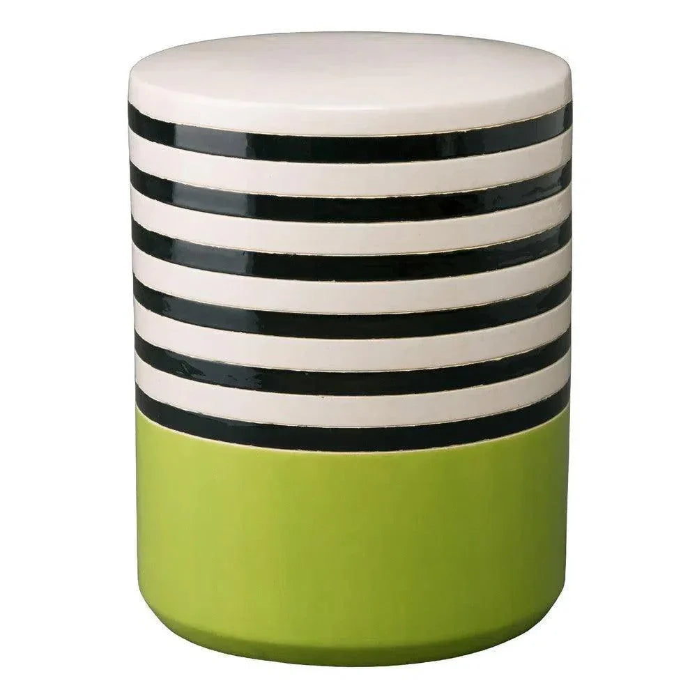 18.5 in. Stripe Ceramic Outdoor Garden Stool LOOMLAN