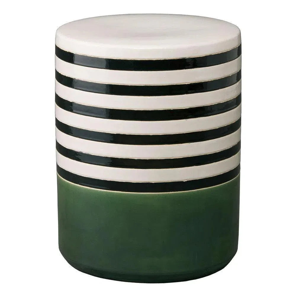 18.5 in. Stripe Ceramic Outdoor Garden Stool LOOMLAN