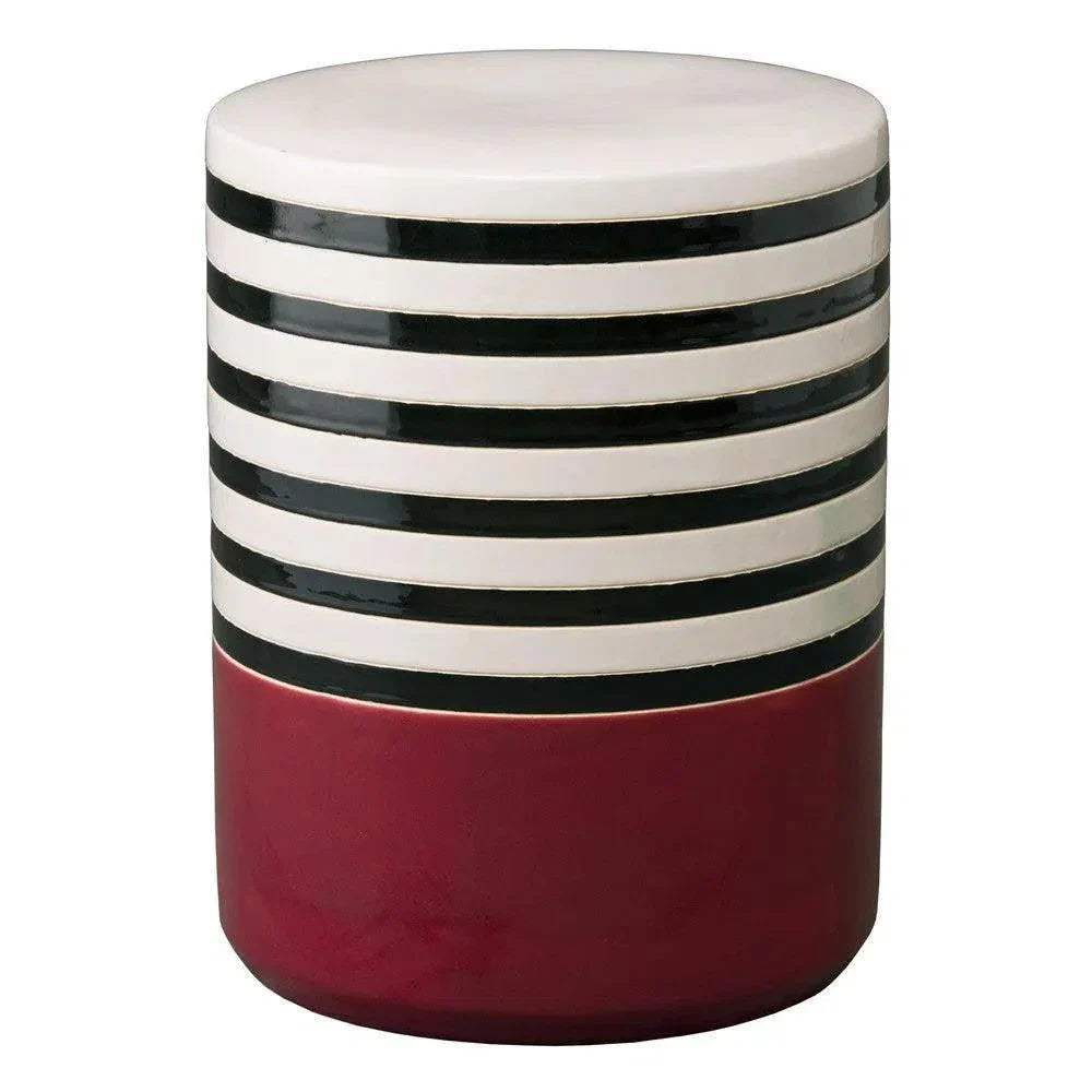 18.5 in. Stripe Ceramic Outdoor Garden Stool LOOMLAN