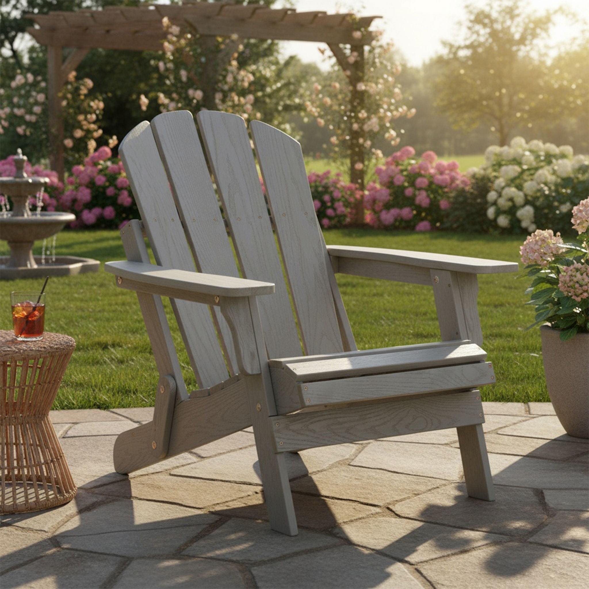 Oversize Outdoor Folding Adirondack Chair - Gray Unique Piece Furniture
