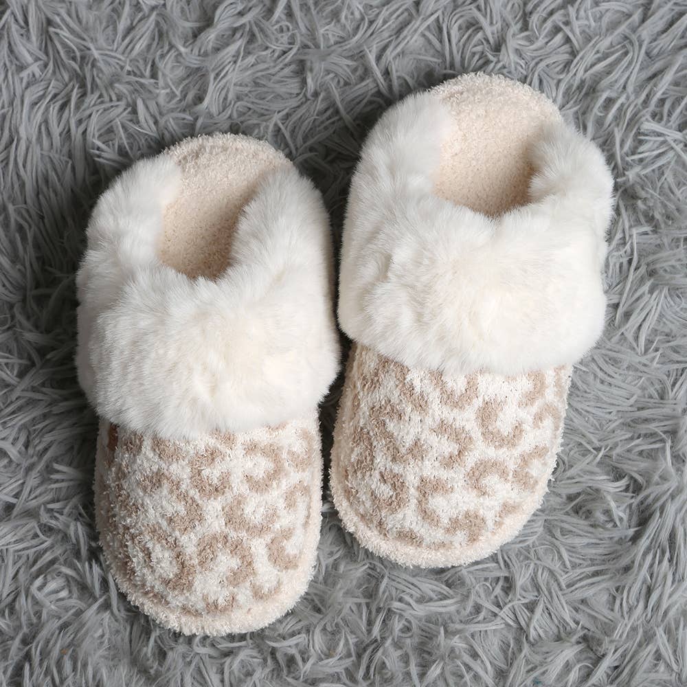Leopard Faux Fur Soft Indoor Slippers Shop Fête