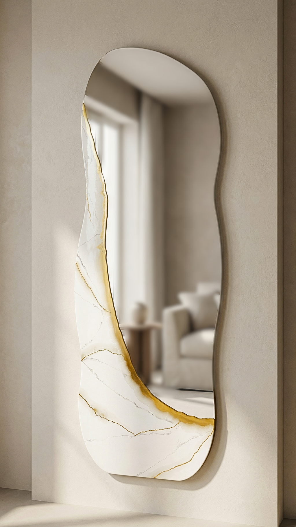 Ivory Vein – Freestanding Irregular White Marble Wall Décor Tatiana & Glen