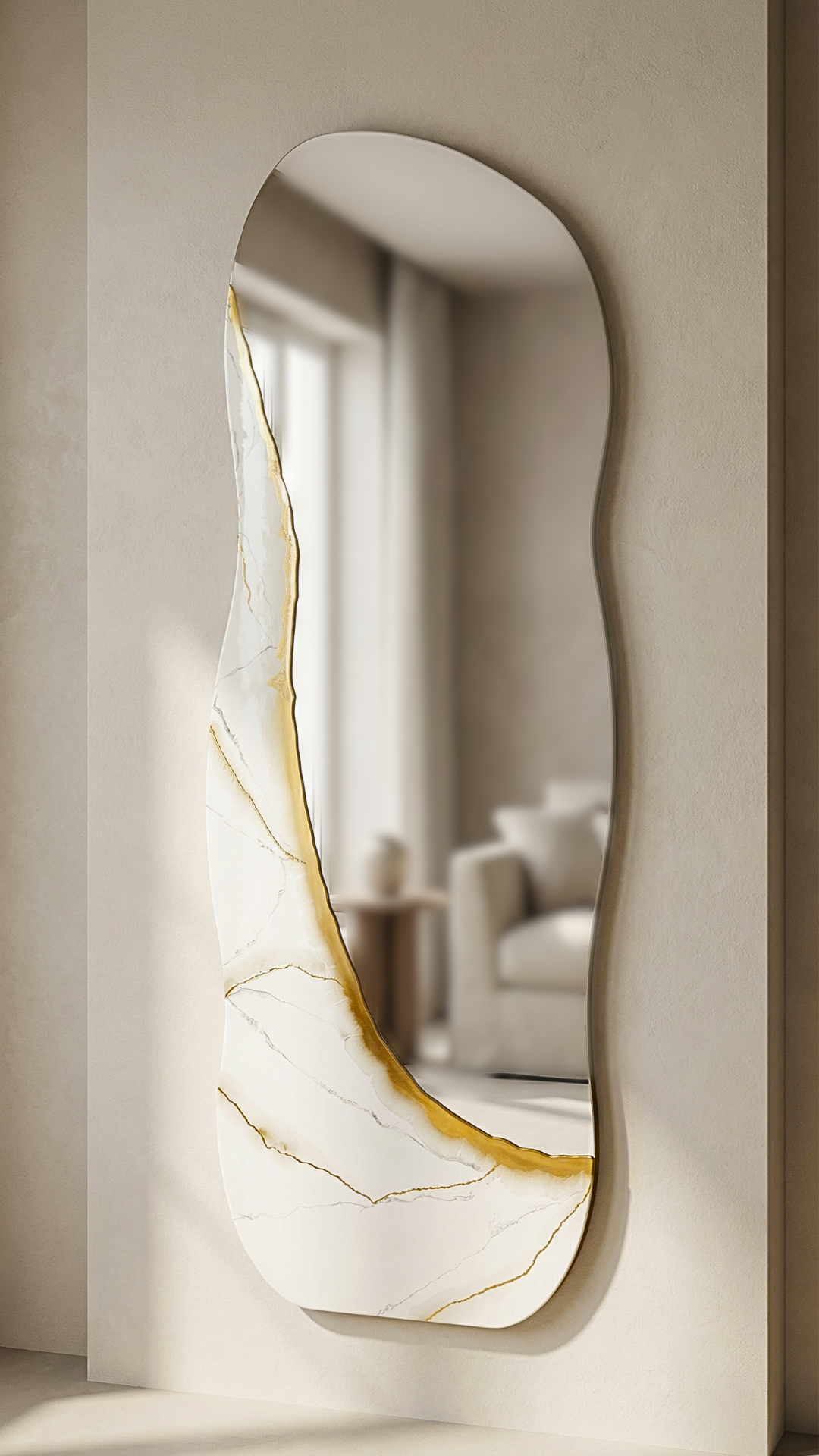Ivory Vein – Freestanding Irregular White Marble Wall Décor Tatiana & Glen