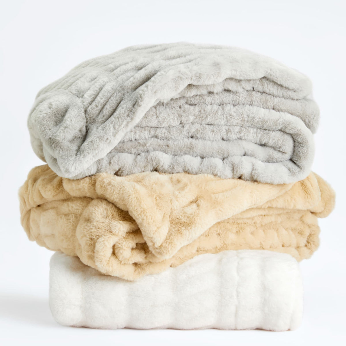Rippled Faux Fur Throw Blanket Moon Pod