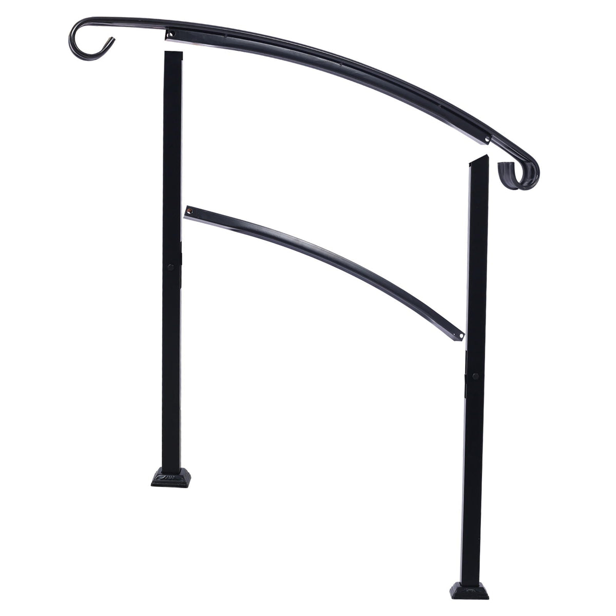 Handrails For Outdoor Steps, Fit 1 Or 3 Steps Outdoor Stair Railing, Flexible Front Porch Hand Rail, Transitional Handrails For Concrete Steps Or Wooden Stairs - Black Unique Piece Furniture