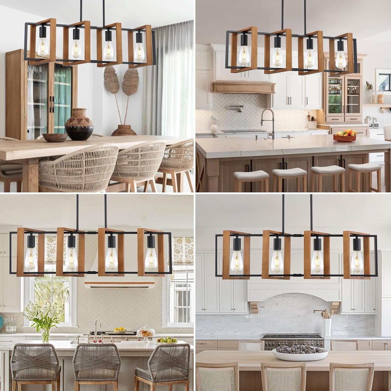 Farmhouse Linear Semi-Caged Chandelier Farmhouse Decor