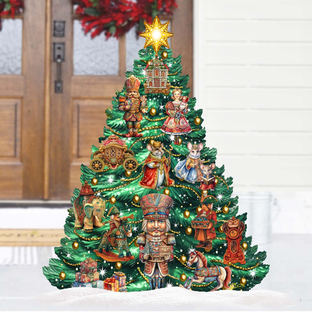 Nutcracker-Themed Christmas Tree Outdoor Indoor Decor Wooden Christmas Decoration by G. Debrekht Christmas Decor - 8191501F G.DeBrekht