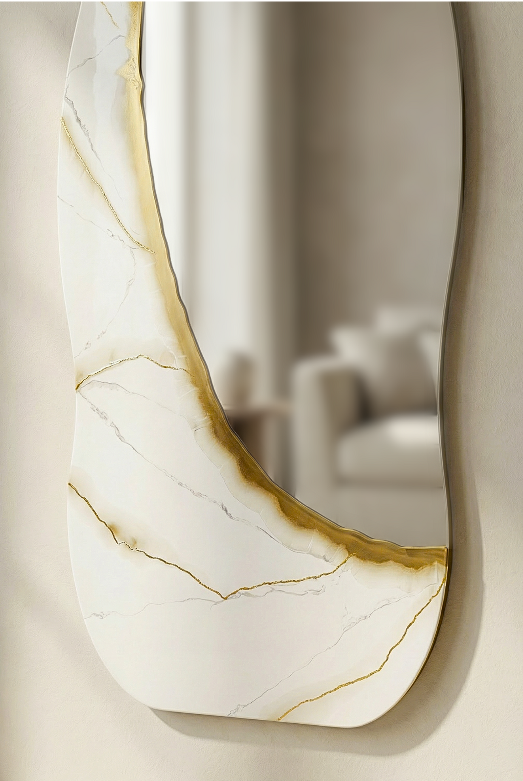 Ivory Vein – Freestanding Irregular White Marble Wall Décor Tatiana & Glen